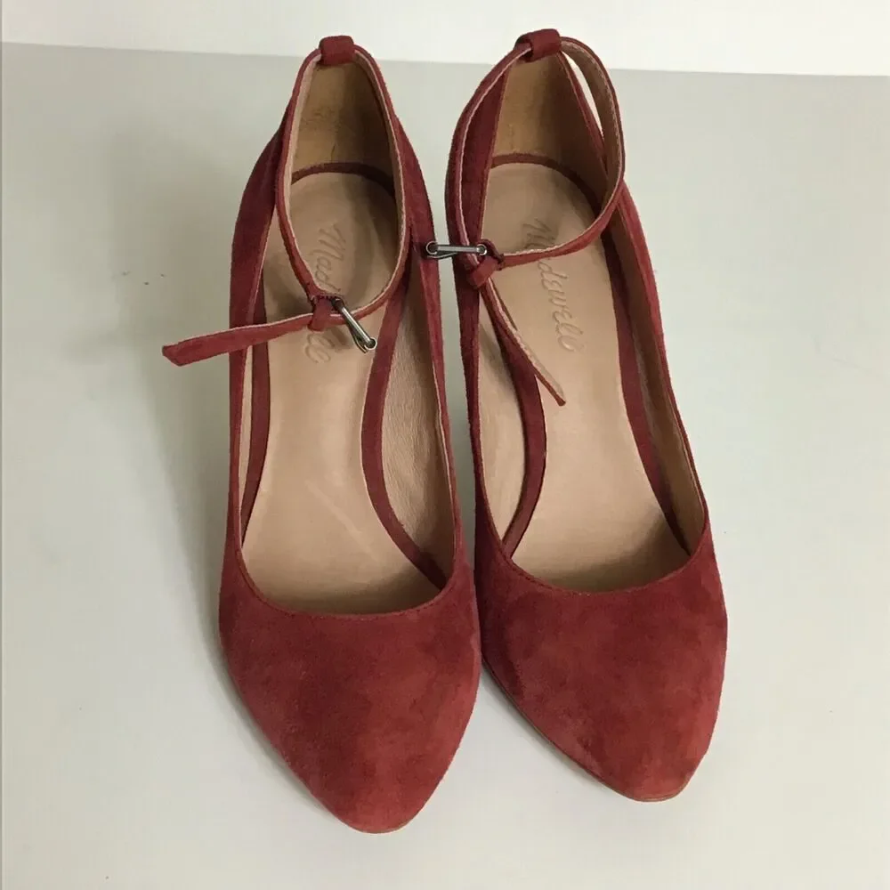 Madewell Women Shoes Sz. 7 Red Ankle strap heels Sexy Boho Y2k Workwear